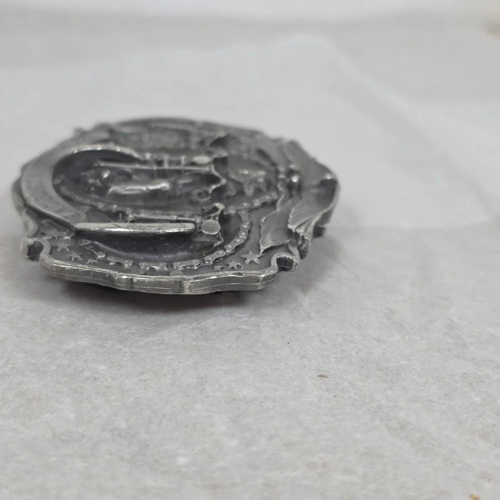 Vintage 1987 Bergamot 3d Pewter Motorcycle Belt Buckle‎ V-45 Live to Ride Eagle